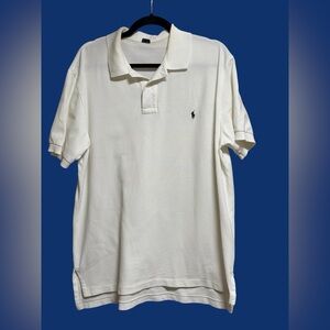 POLO RALPH LAUREN WHITE W/NAVY PONY SZ XL EUC MISSING LABEL